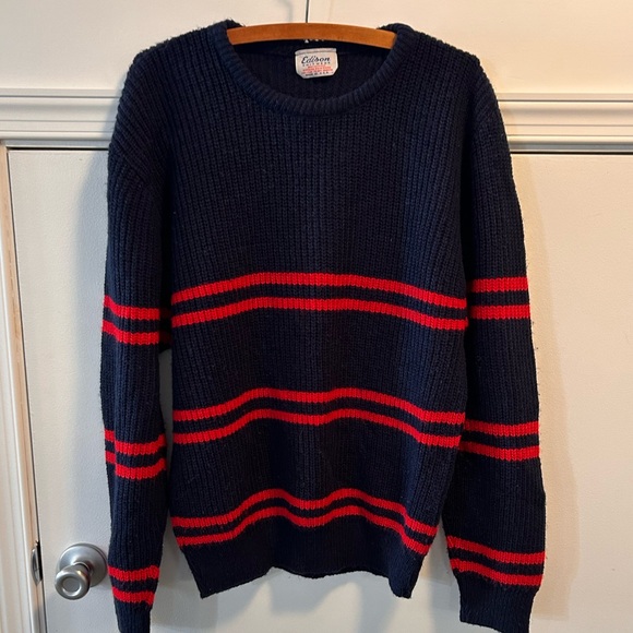 edison knitwear Other - Vintage Edison Men’s Red And Blue Sweater 80s